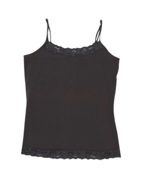 Grey Lace-Trim Cami Tank Top